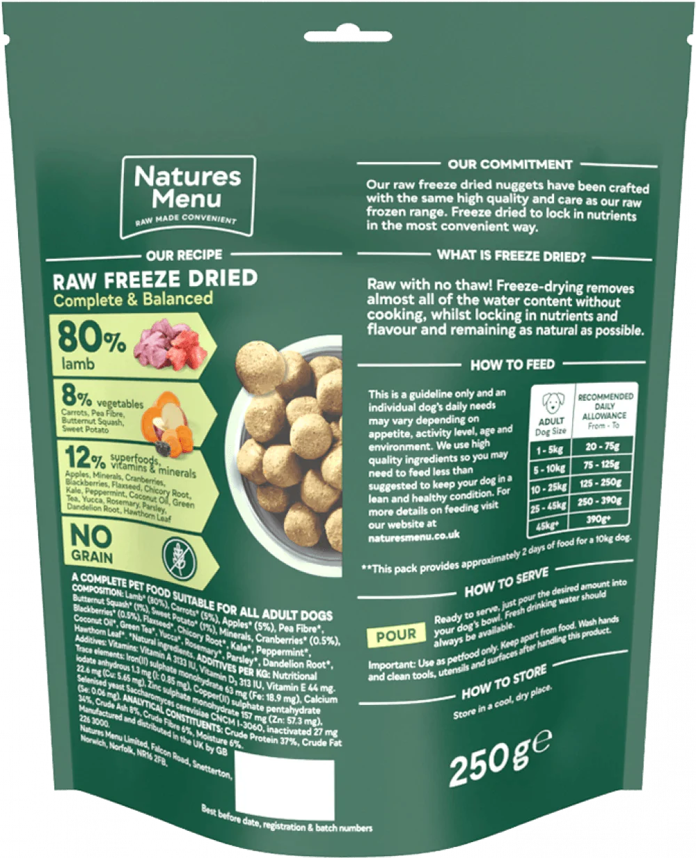 Natures Menu 80/20 LAMB Freeze Dried 250g - Ormskirk Pets