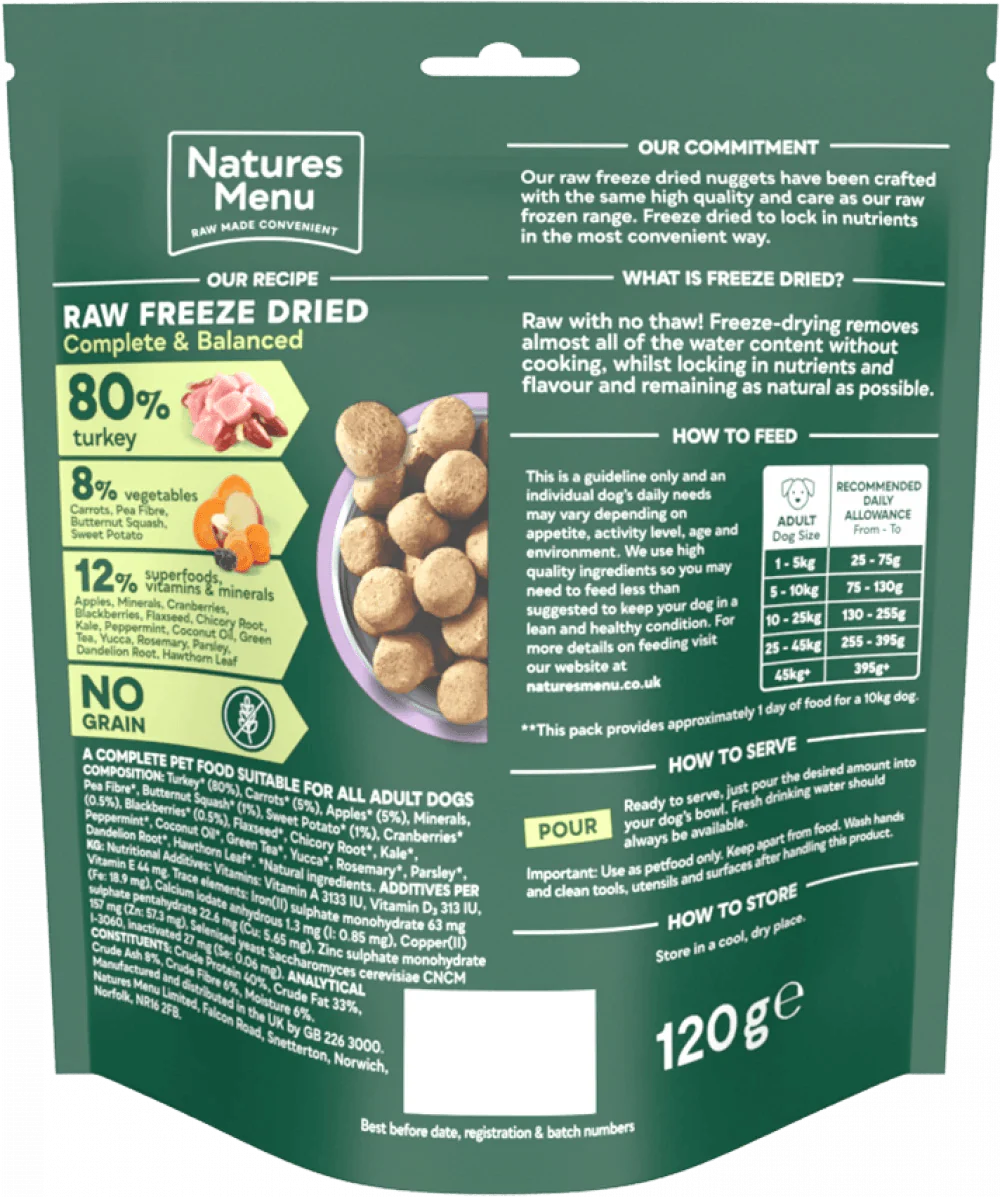 Natures Menu 80/20 TURKEY Freeze Dried 120g - Ormskirk Pets