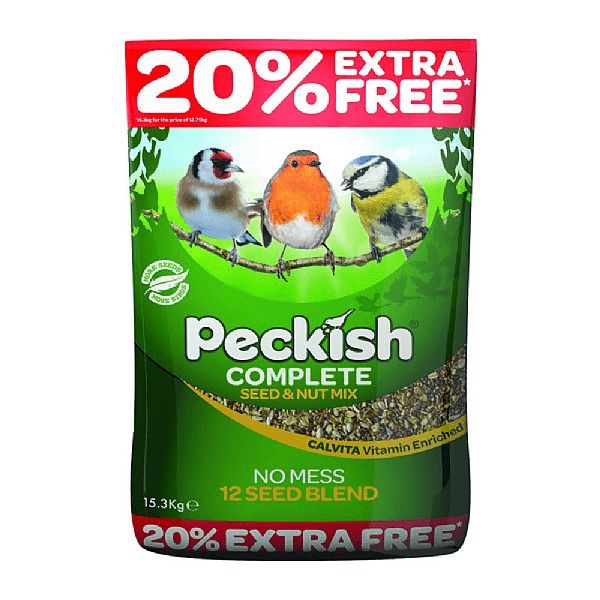 Peckish Complete Seed And Nut No Mess Wild Bird Seed Mix 12.75kg + 20% EXTRA