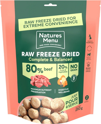 Natures Menu 80/20 BEEF Freeze Dried 250g - Ormskirk Pets