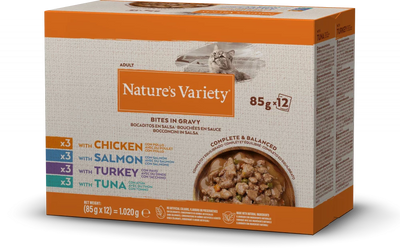 Natures Variety Bites in Gravy Cat Multipack 85g x 12 pouches