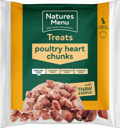 Natures Menu Natural Raw Poultry Hearts Chunks 1KG - Ormskirk Pets