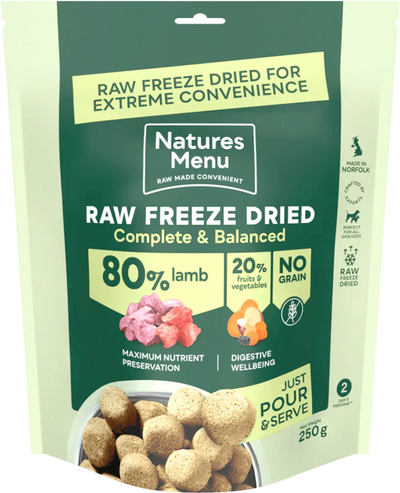 Natures Menu 80/20 LAMB Freeze Dried 250g - Ormskirk Pets