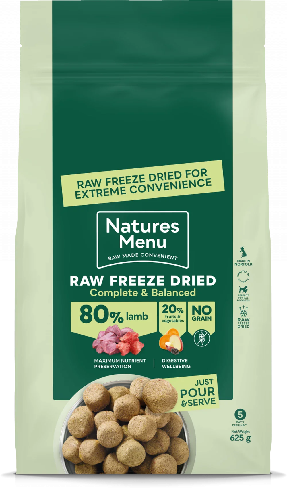 Natures Menu 80/20 LAMB Freeze Dried 625g