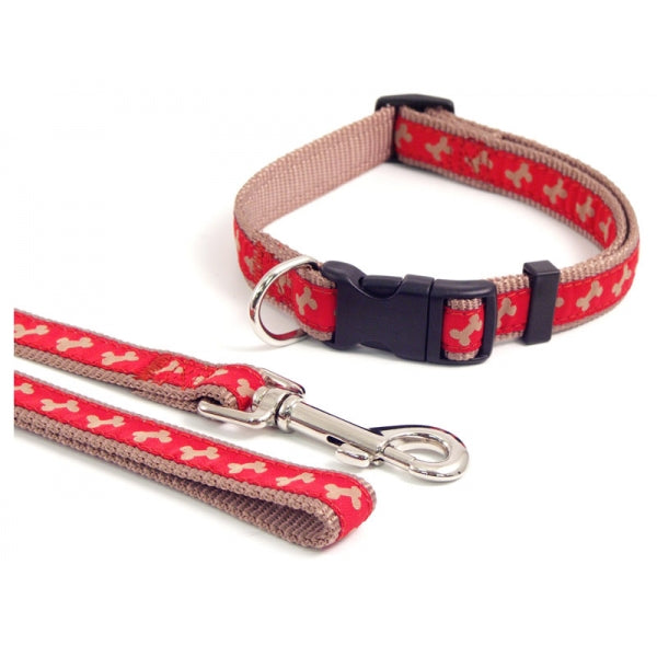 Wag 'n' Walk Fashion Leads Red/Beige 40" x 3/4"