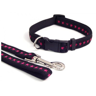 Wag 'n' Walk Fashion Leads Black/Hot Pink Star 40" x 3/4"