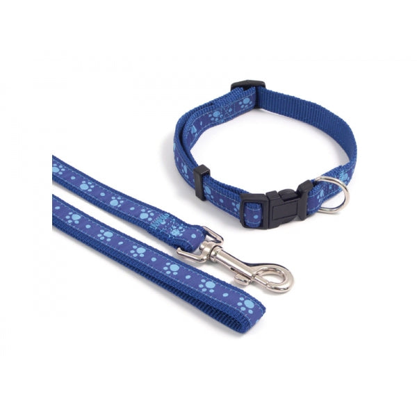 Wag 'n' Walk Fashion Leads Blue Paw 40" x 3/4"