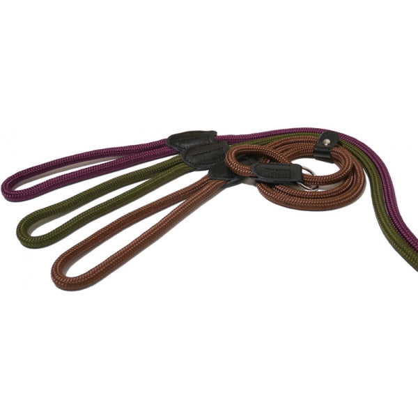 Rosewood Rope Twist Slip Lead  Brown/Teal 64"