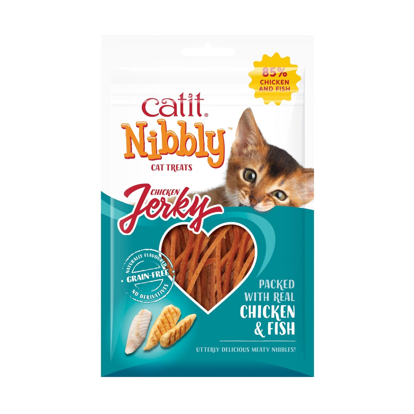 Catit Nibbly Jerky Chicken & Fish Treats, 30g