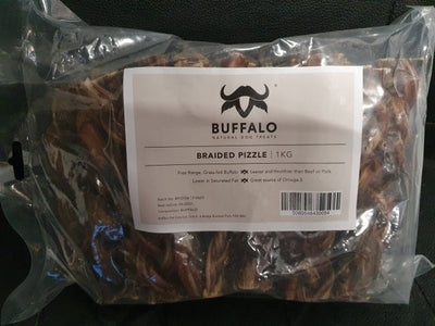 NAW Buffalo Braided Pizzles 6" 1kg - Approx 25 pieces.