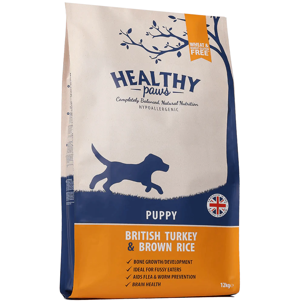 Healthy Paws British Turkey & Brown Rice Puppy 12kg - Ormskirk Pets