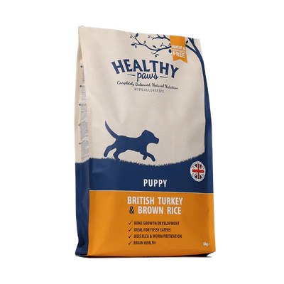 Healthy Paws British Turkey & Brown Rice Puppy 6kg - Ormskirk Pets