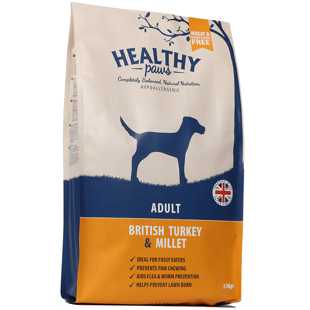 Healthy Paws British Turkey & Millet Adult 12kg - Ormskirk Pets