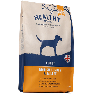 Healthy Paws British Turkey & Millet Adult 12kg - Ormskirk Pets