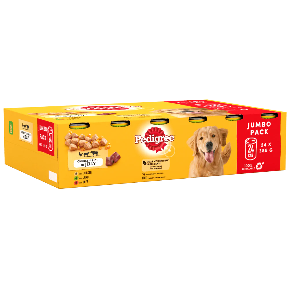 PEDIGREE Dog Tins Mixed Selection in Jelly Jumbo 385g X 24